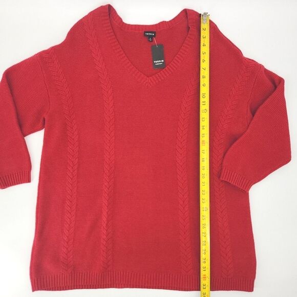 Torrid Cable Knit Sweater Tunic Womens Size 4X Red Fall Winter Preppy Christmas - Picture 5 of 8